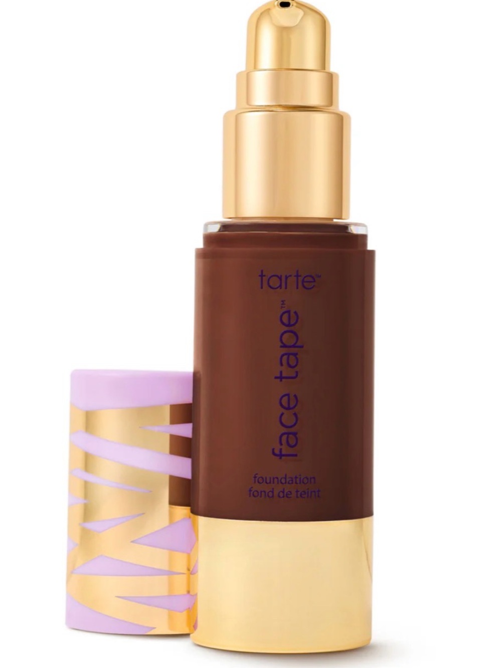tarte Face Tape Foundation — Deep Brown with Gold & Lavender Accents